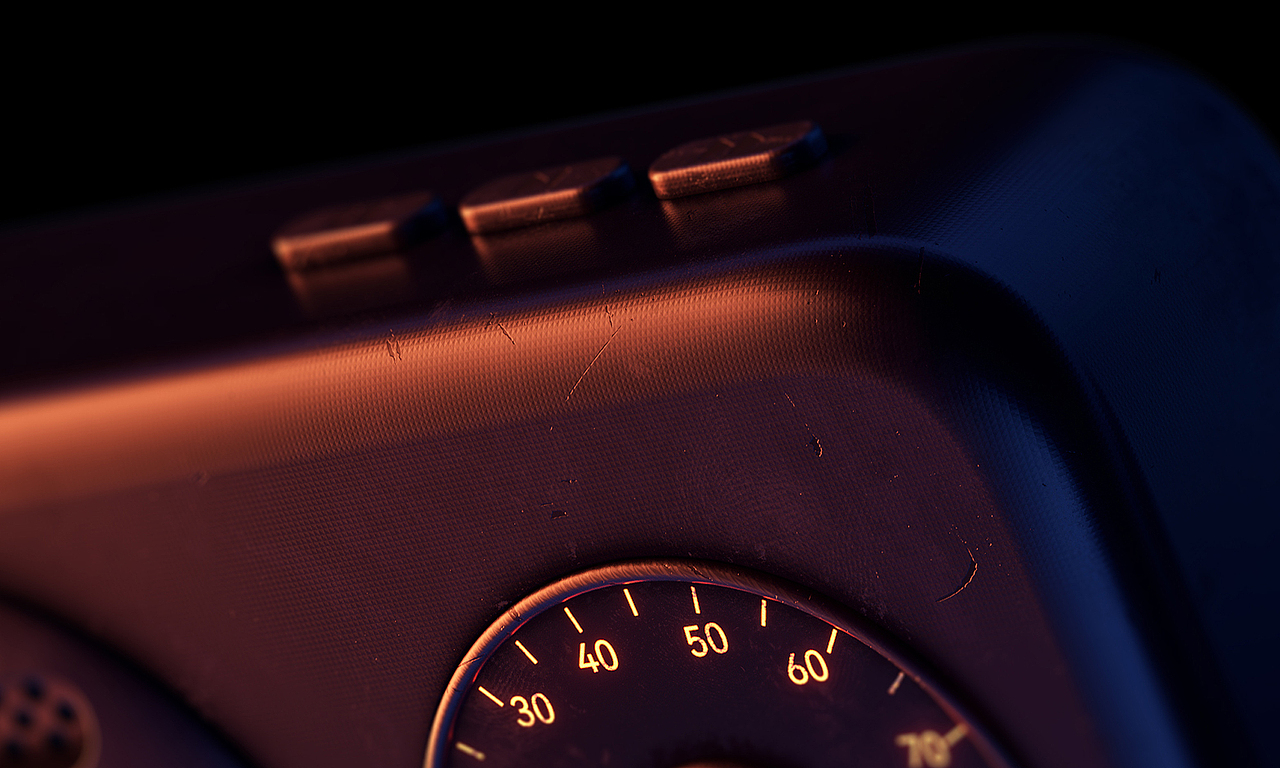 暗色调脏旧小音响渲染