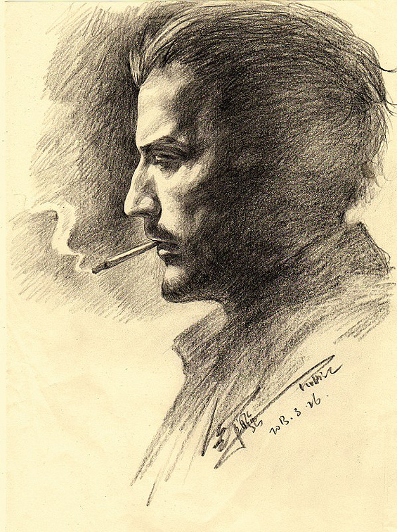 抽烟的男人图片素描图片