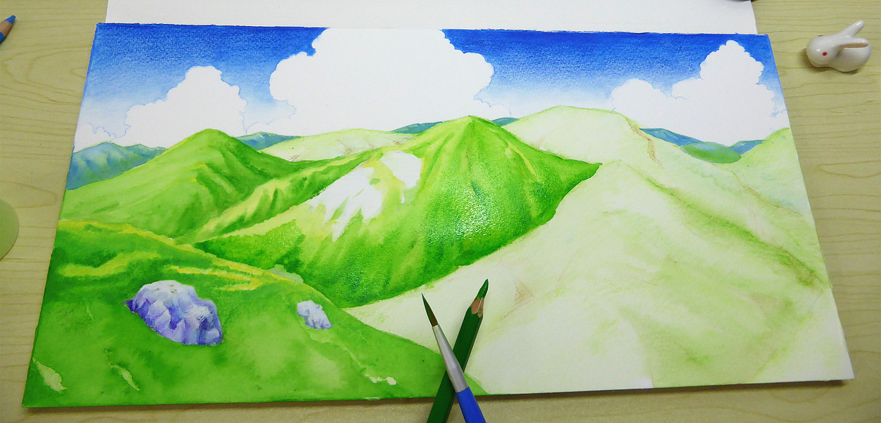 【水溶色铅笔——山脉】（图ZMTAzMDI4Mzk2） - 绘画 - 站酷设计师榊雪兔原创素材 - 站酷ZCOOL