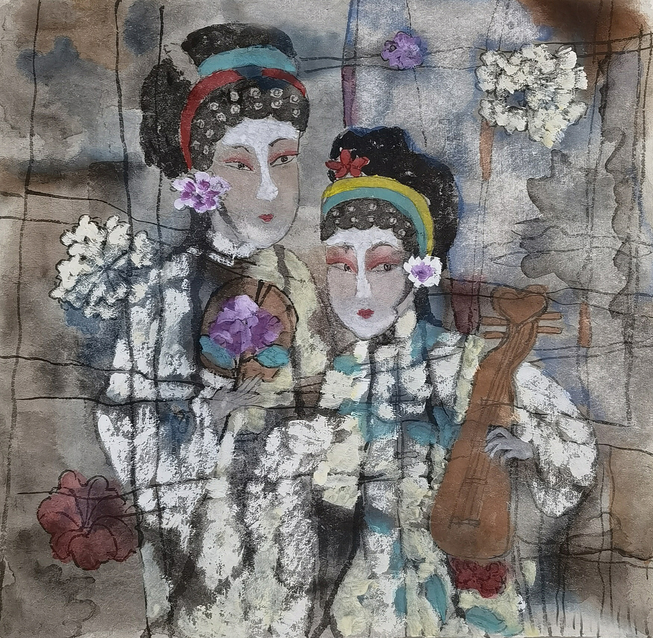 重彩戏曲人物画