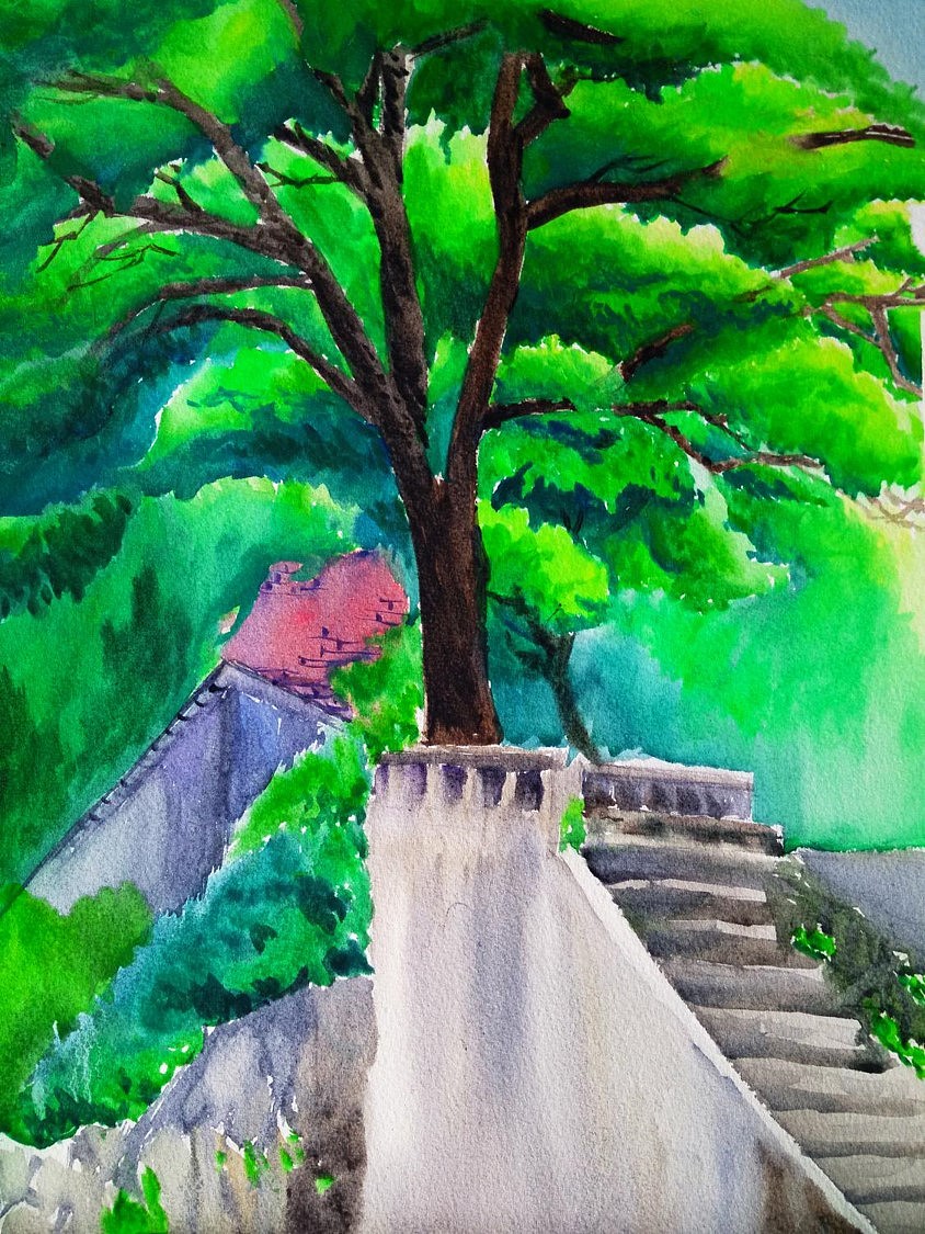 水彩风景写生选修课作业