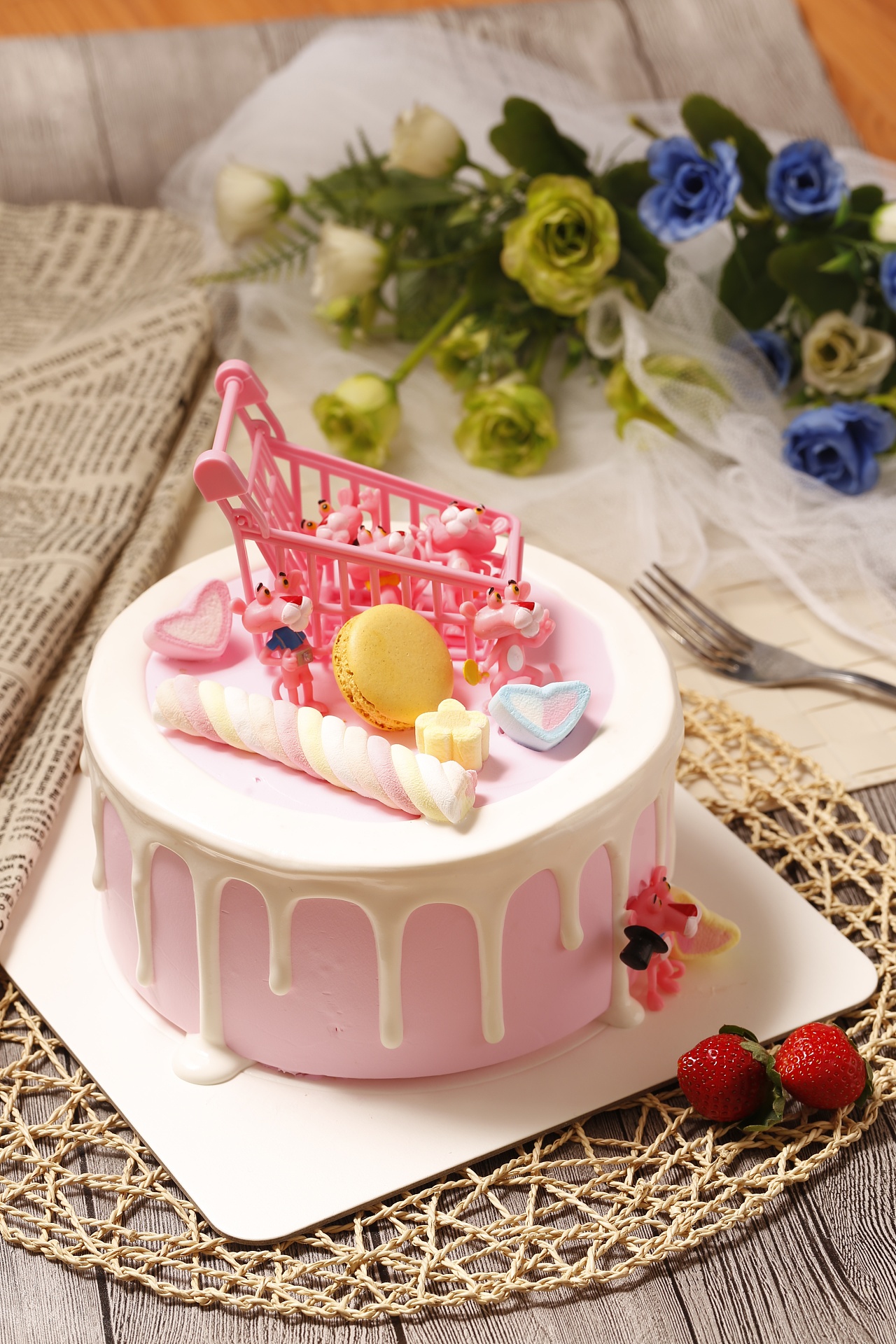 粉红浪漫生日蛋糕图片素材免费下载 - 觅知网
