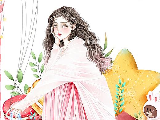 我滴粉色少女心-少女插画