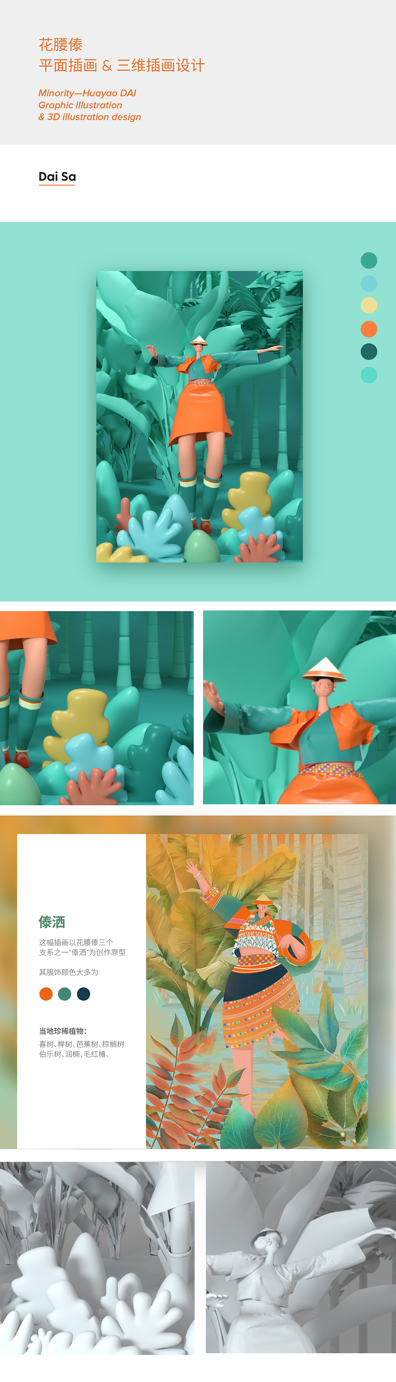 云南花腰傣文创实验室  插画#C4D#MD布料制作#骨骼绑定