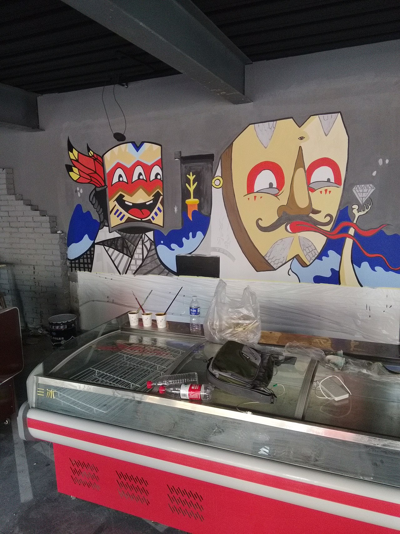 山西墙绘太原墙绘太原手绘墙画 饭店墙绘龙虾店 涂鸦