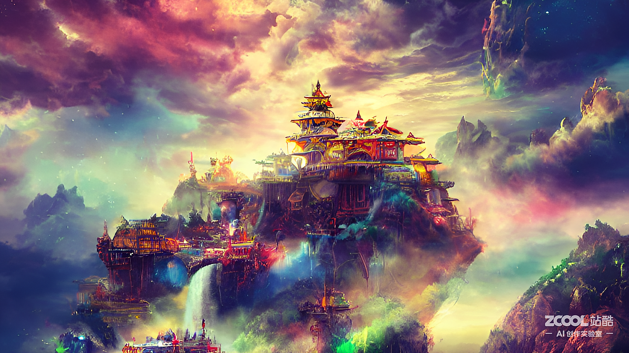 #AI创作实验室#这大概是梦里的彩虹宫殿