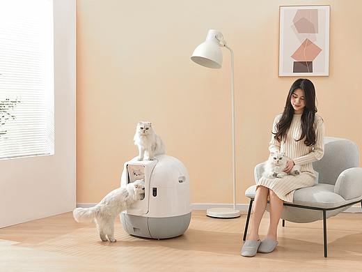 一组全自动猫厕所和其他宠物用品拍摄/珀珀宠影出品