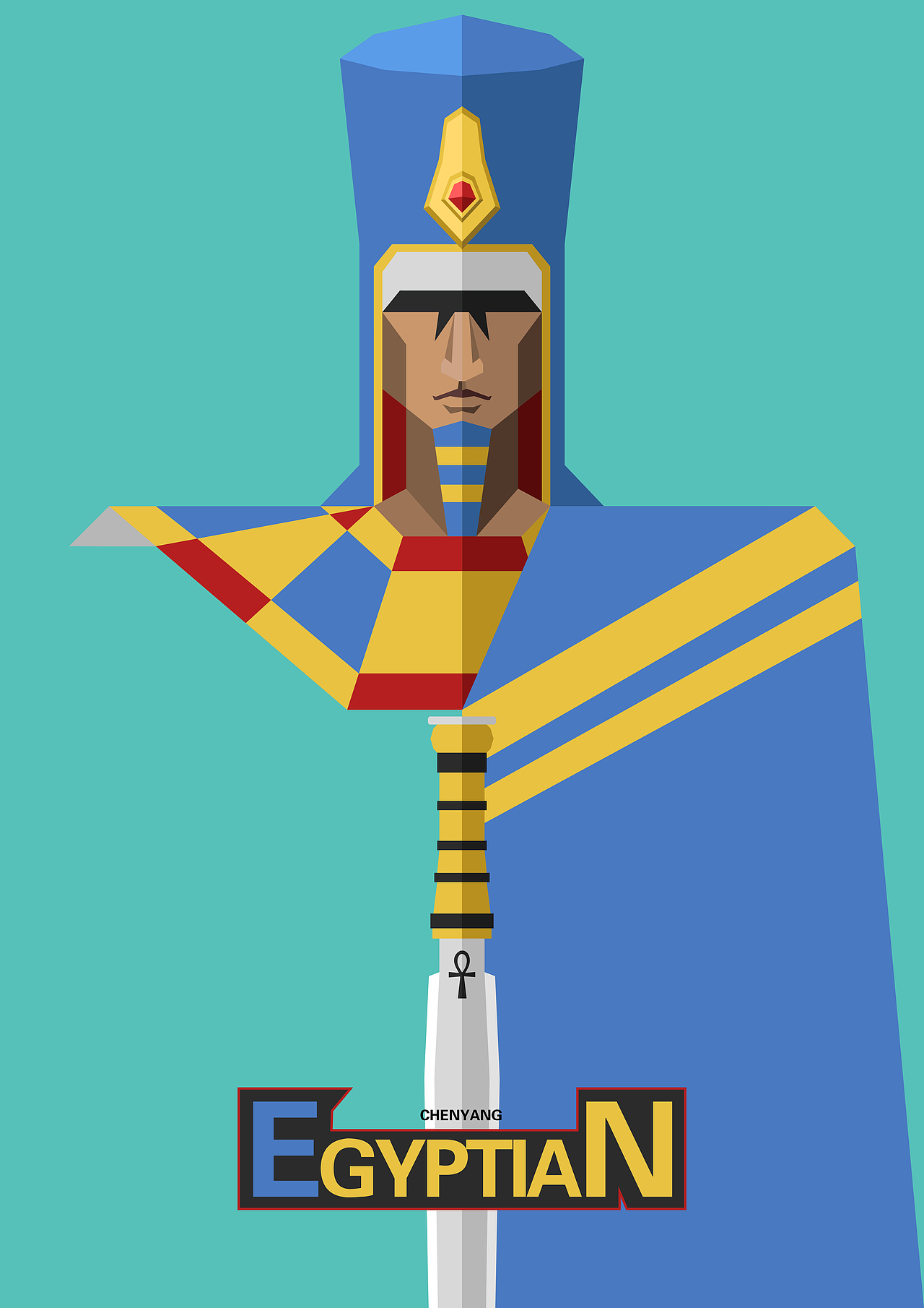 扁平插画-埃及法老