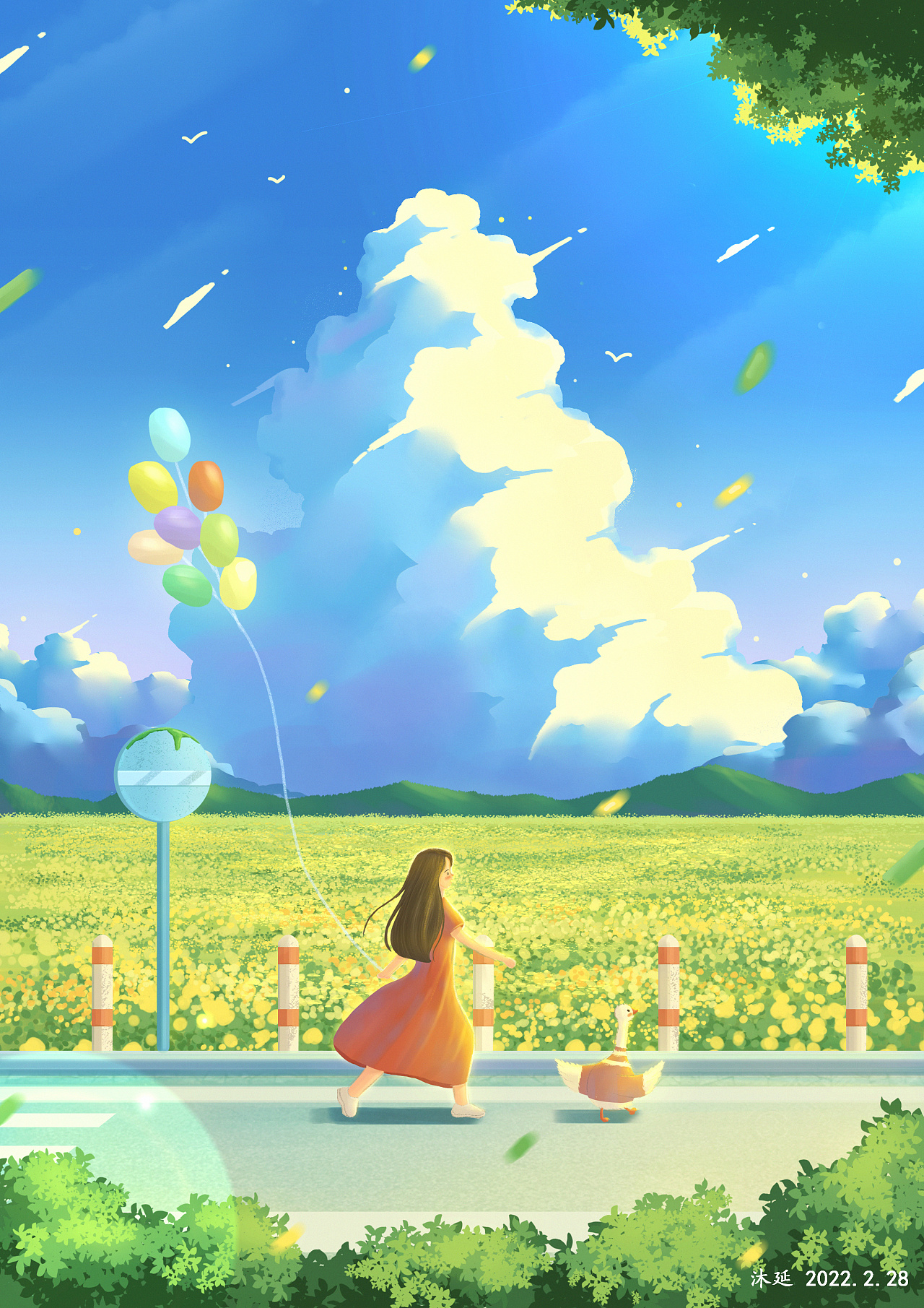 春日里的油菜花海|插画|创作习作|爱画画的沐延