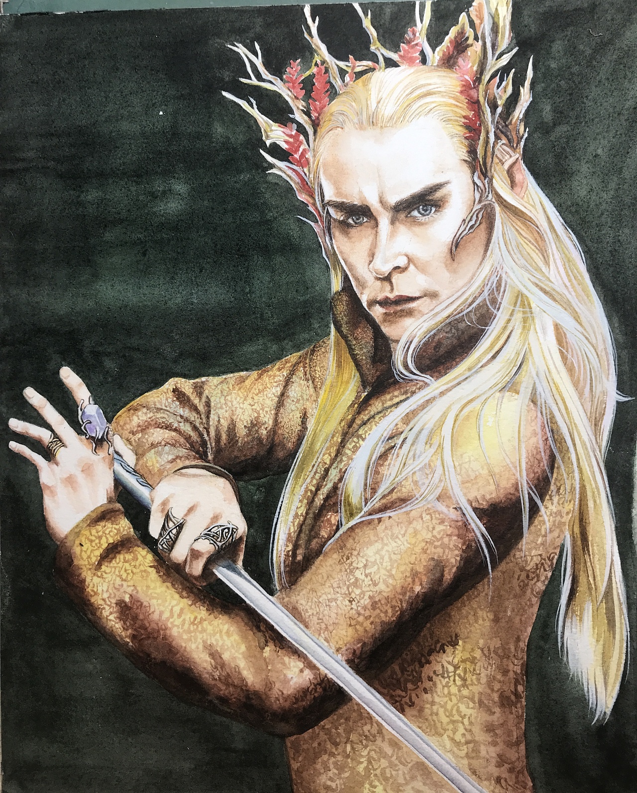 手绘水彩画精灵王