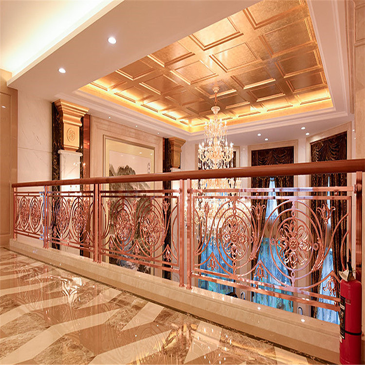 厂家供应酒店铝板雕刻楼梯护栏扶手众钰定制