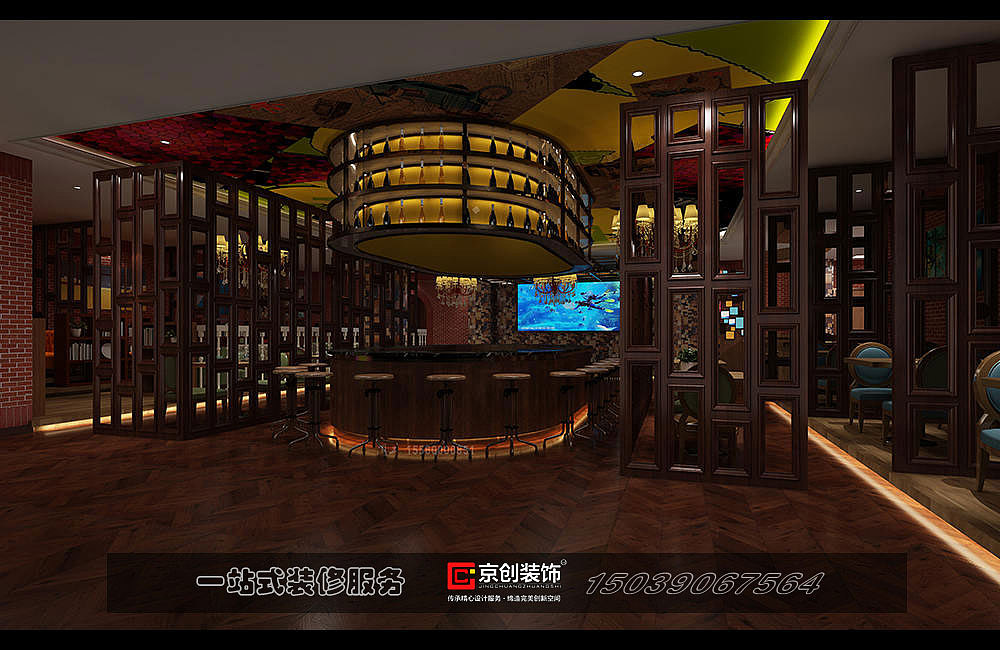 郑州音乐酒吧餐厅装修设计方案_京创装饰餐厅设计公司