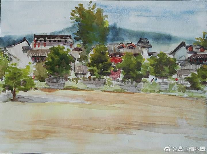 柳江古镇水彩写生|纯艺术|绘画|高玉倩_原创作品-站酷zcool