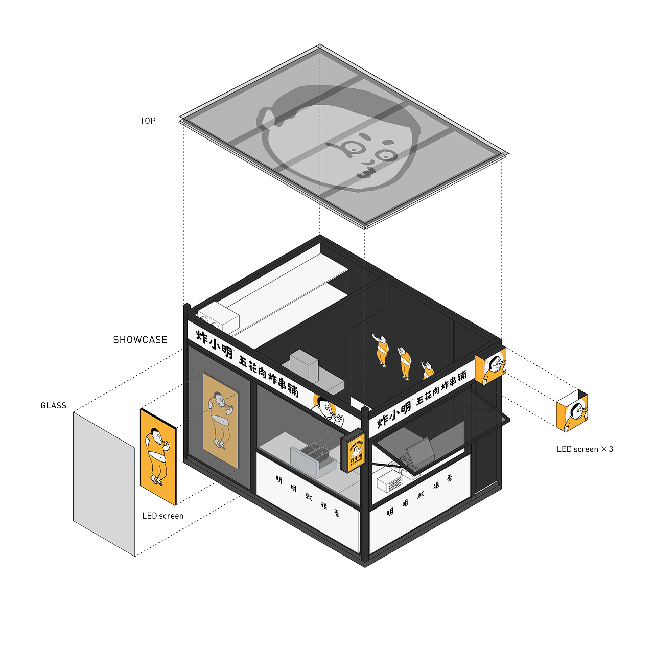 盘海作品 - 炸小明 | 五花肉炸串铺 x 视觉VI&门店设计
