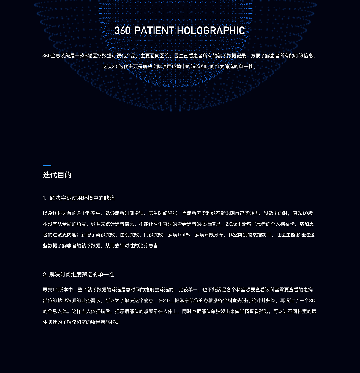 B端产品-360 PATIENT HOLOGRAPHIC数据可视化