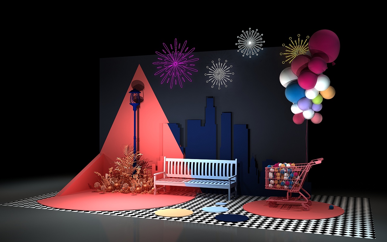 全民嘉年华舞美&dp美陈3d设计效果图,定制各类效果图