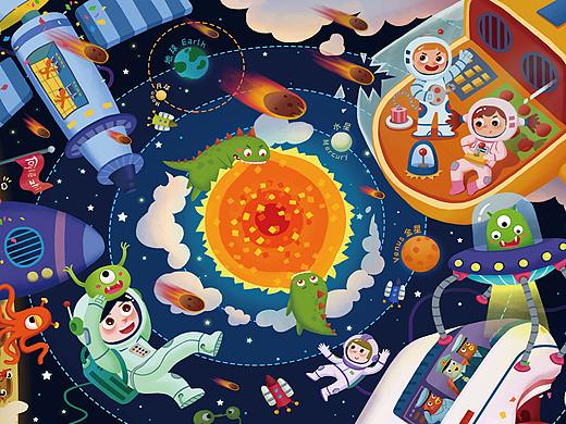 太空探险插画-八大行星