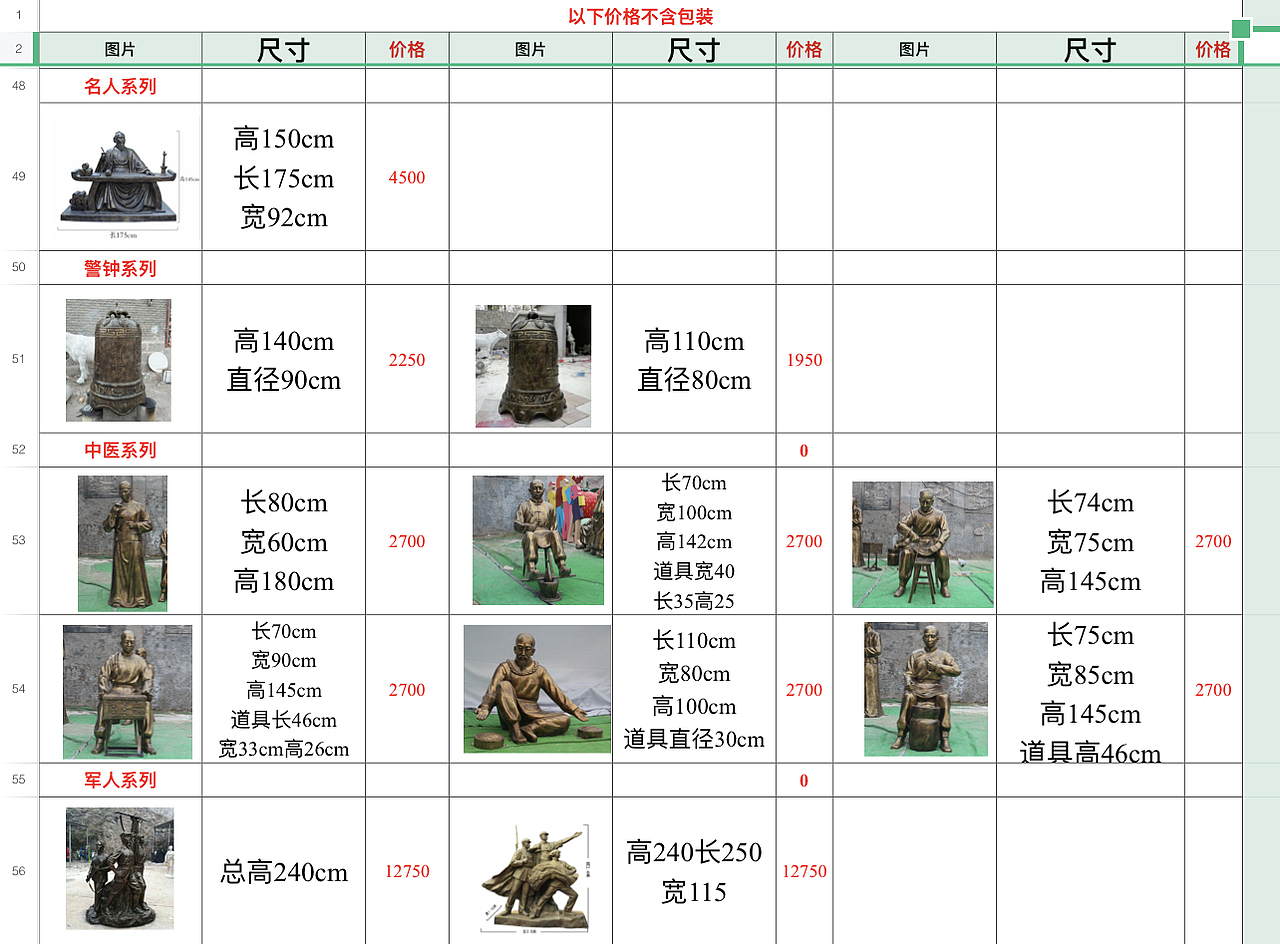 德森-【雕塑-各种成品】【资料库】图册展示bd.表格111