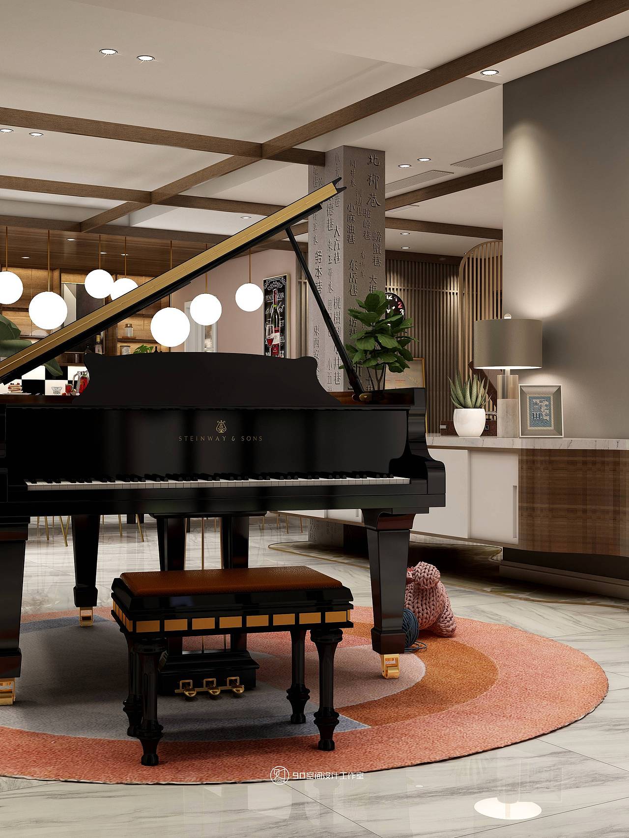 90空间设计《红尘客栈》300平方现代轻奢风格民宿（图ZMjU4Mzc2MTY4） - 酒店餐饮设计 - 站酷设计师设计师赵响原创素材 - 站酷ZCOOL