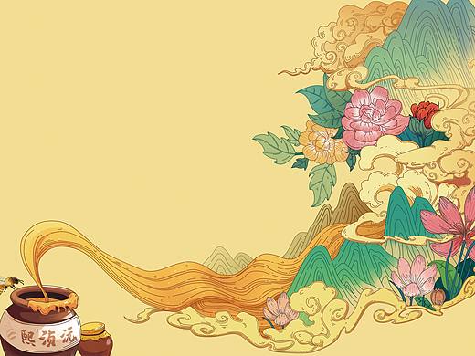 蜂蜜包装插画