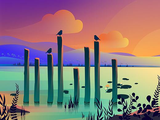 湖-矢量插画（个人主页-ZMzc0OTQ0MjA=） - 创作习作 - 站酷设计师Z41734841原创素材 - 站酷ZCOOL