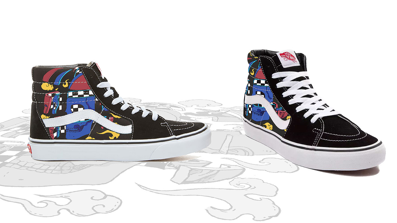 涂鸦vans-sk8-hi,穿上后Ollie都变高了