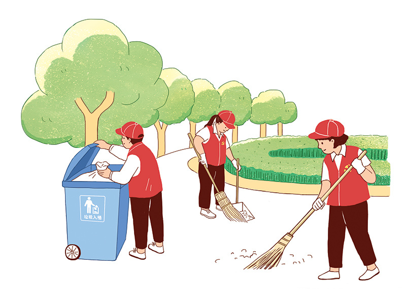 党员服务日活动场景系列插图