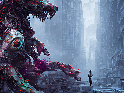 #站酷梦笔#怪兽，赛博朋克（个人主页-ZNjM1NzMyNzI=） - AI作品 - 站酷设计师这次没注册吧原创素材 - 站酷ZCOOL