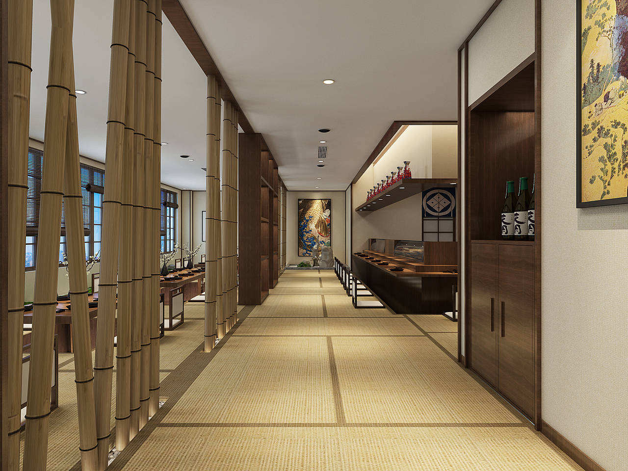 设计师刚做的 日式餐厅效果图，欢迎点评（图ZMTcyMzg2Nzg0） - 家装设计 - 站酷设计师13225818589林潇原创素材 - 站酷ZCOOL