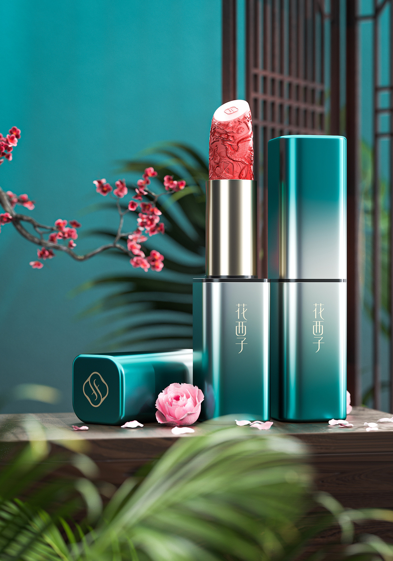 C4D-雕花口红建模渲染