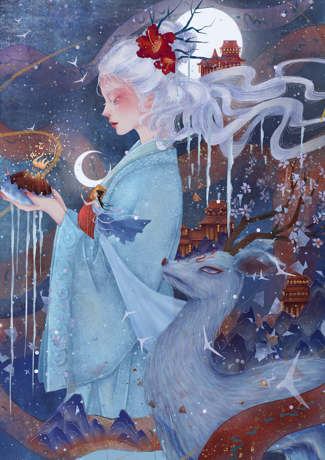 24节气插画之小寒（图ZMzIyMDUzNDA4） - 商业插画 - 站酷设计师插画师洛卿原创素材 - 站酷ZCOOL