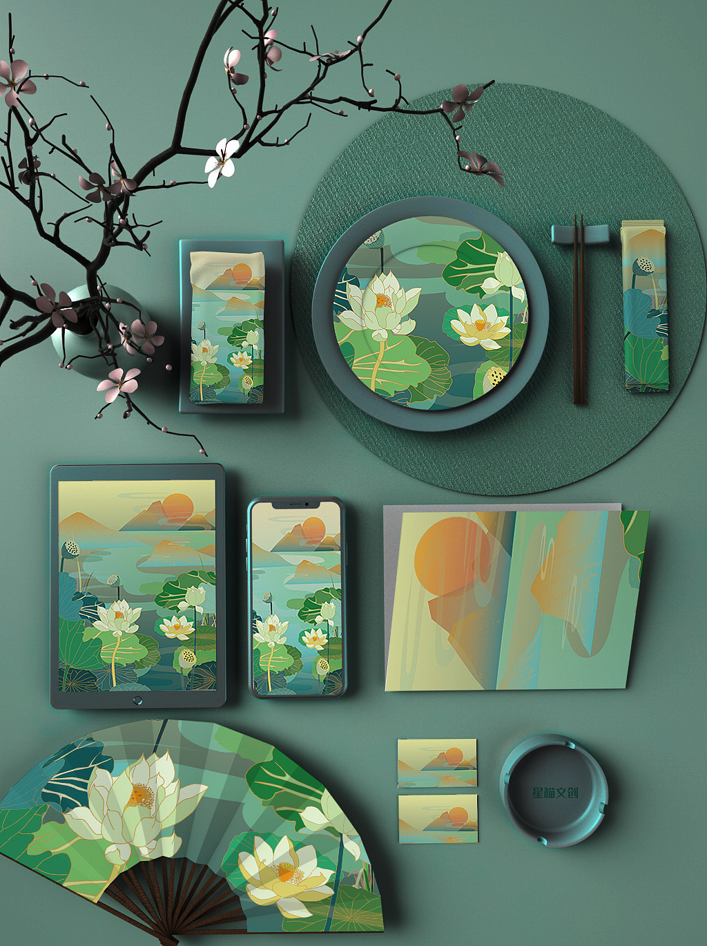 国风荷花系列（图ZMzY2OTM0ODE2） - 商业插画 - 站酷设计师猫三莫原创素材 - 站酷ZCOOL