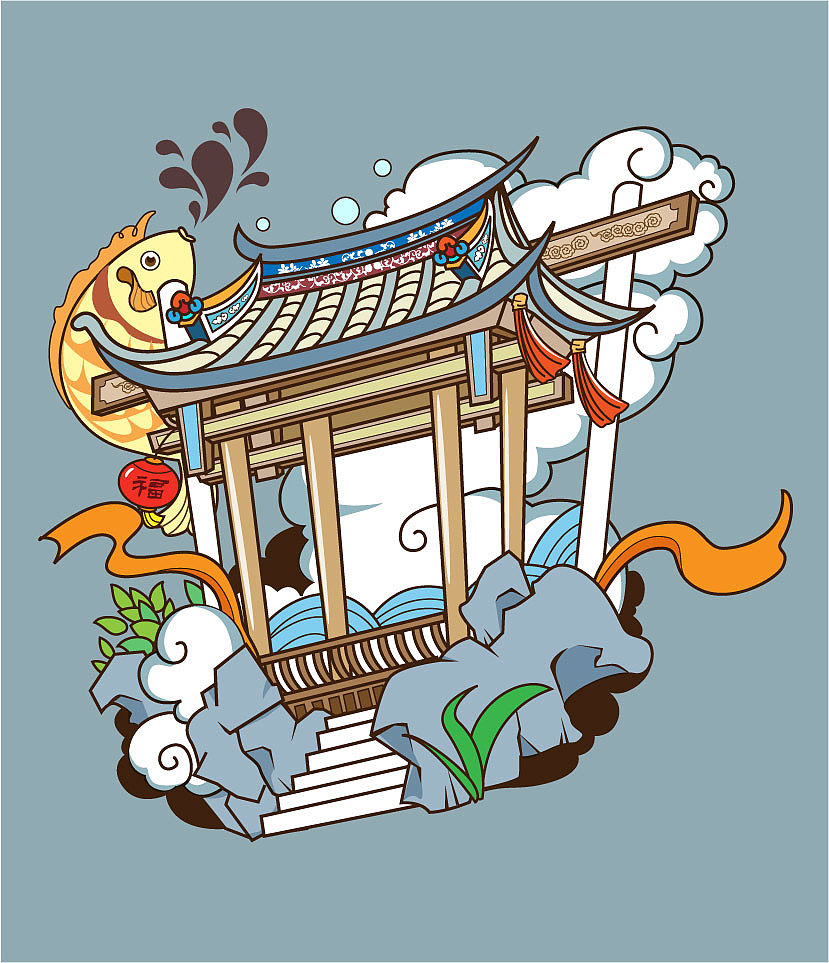 三坊七巷形象插画