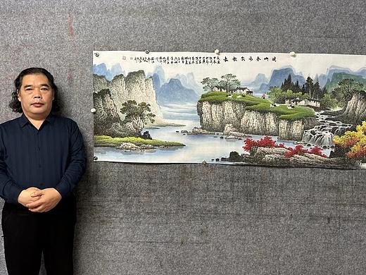 画家张月岗山水画一平尺多少钱