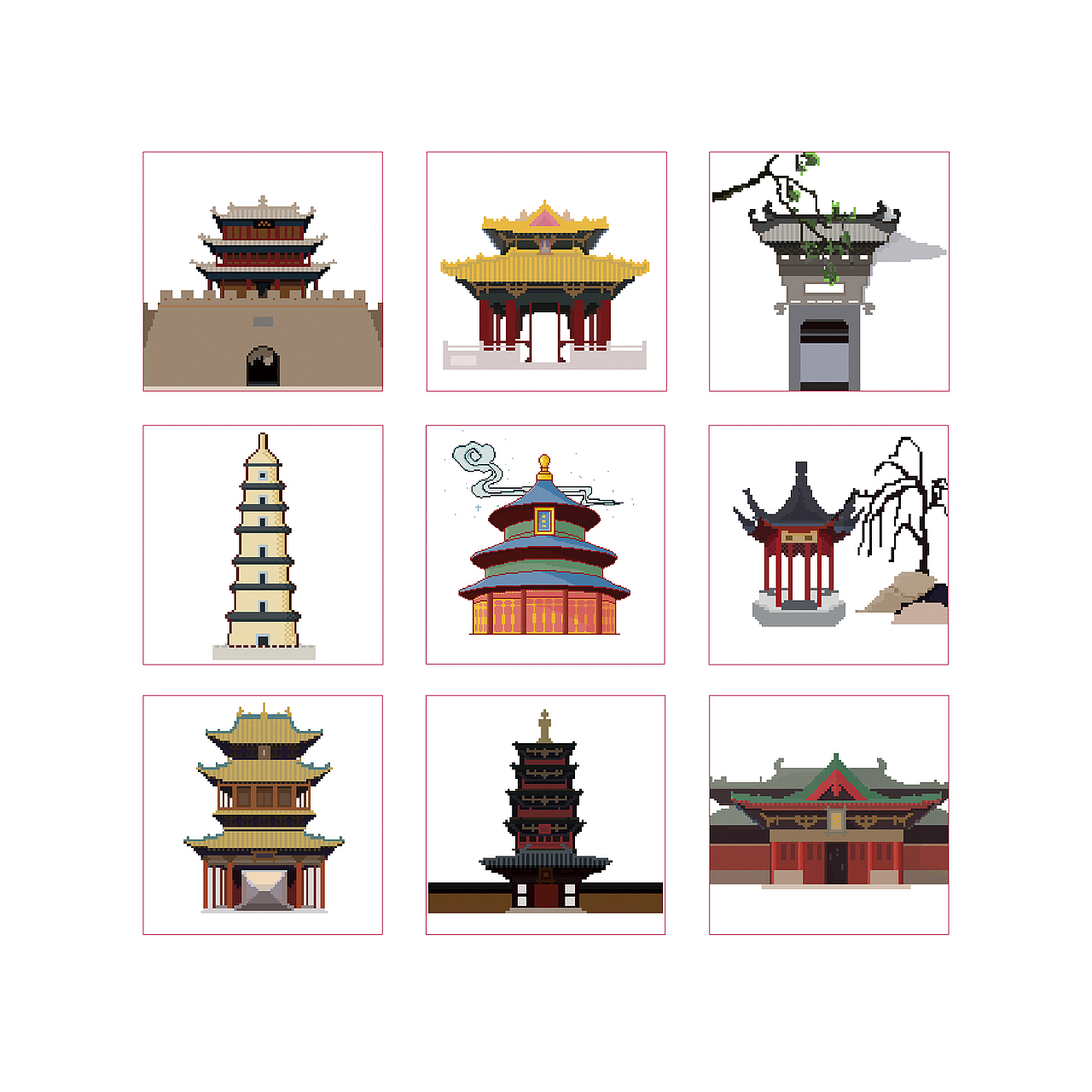 《宫室之美》像素插画