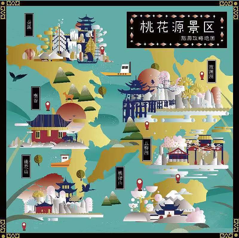 手绘地图丝巾和小吃耳环