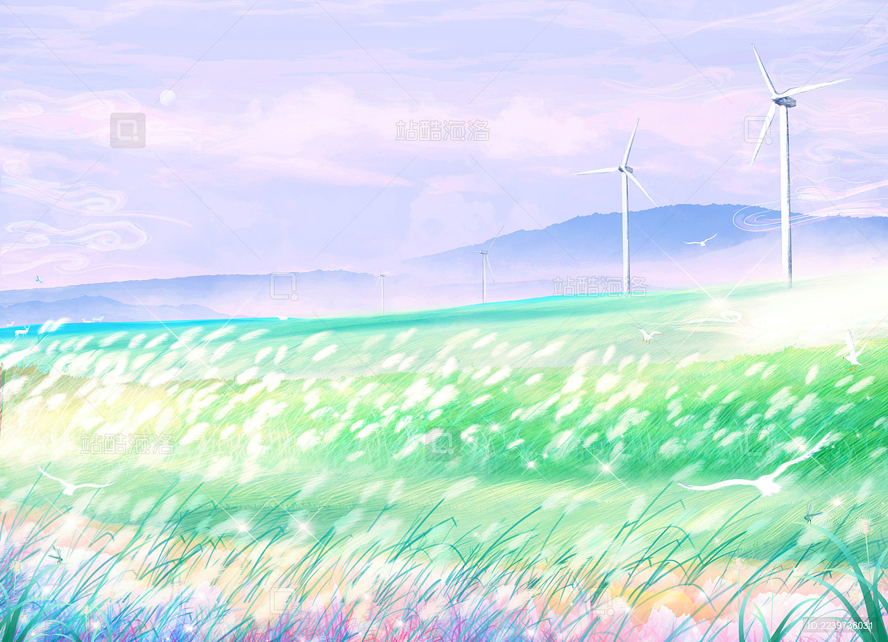 草原上风力发电