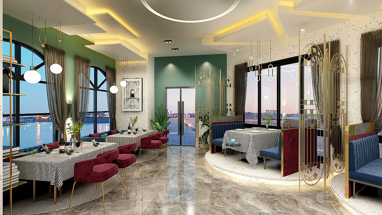 西餐厅设计,那一抹绿色是意外的惊喜