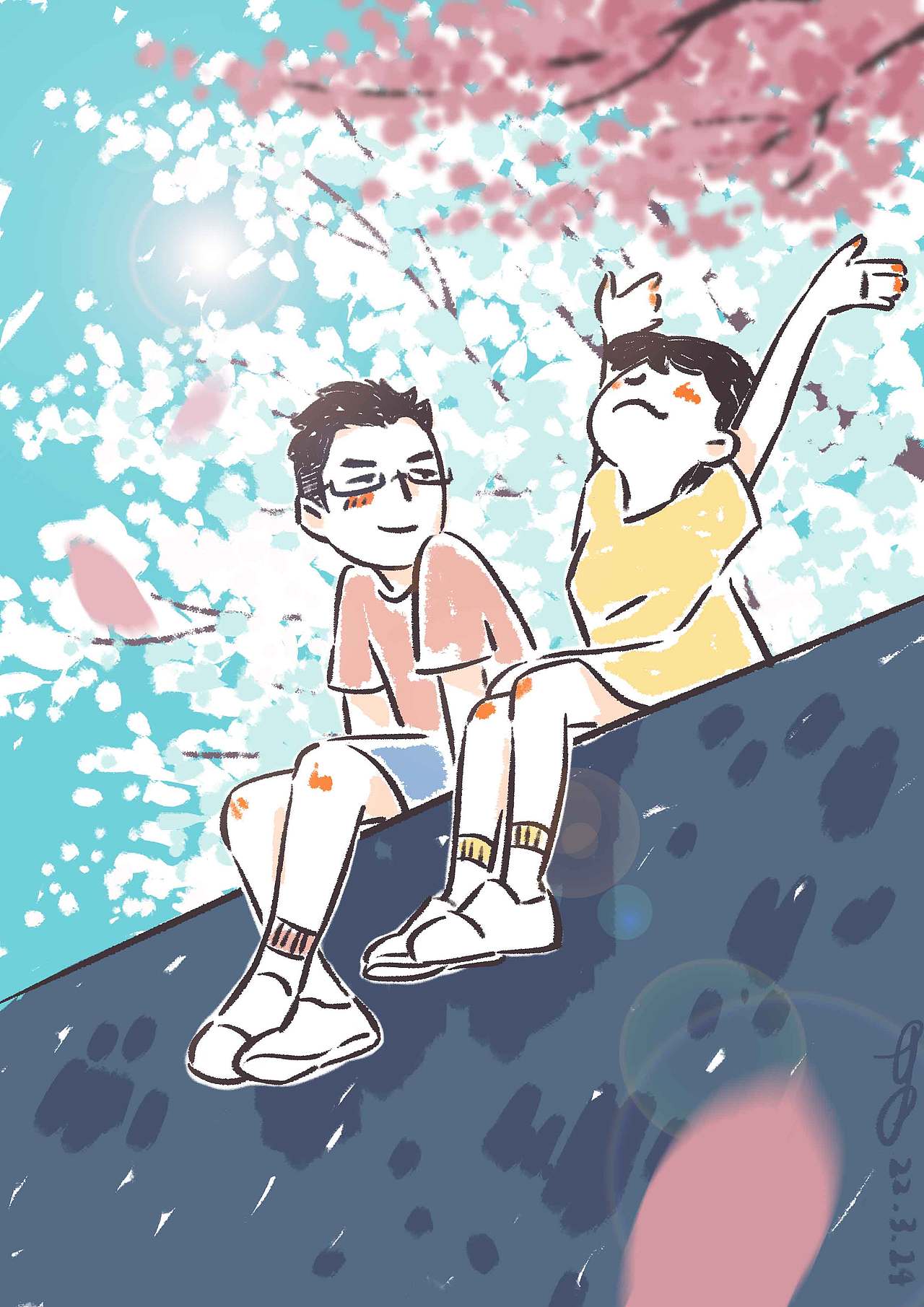 春日限定版樱花（情侣插画）（图ZMjk1MDIwMzky） - 艺术插画 - 站酷设计师阿黄本黄原创素材 - 站酷ZCOOL
