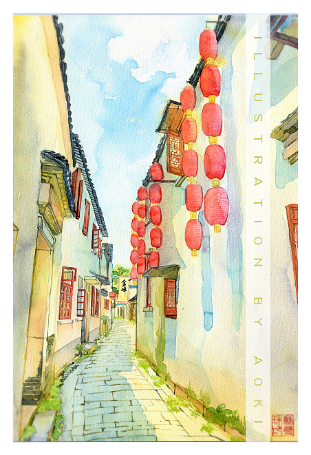 手绘城市系列——《苏州同里》