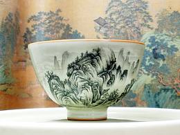 手绘  国画山水 瓷器