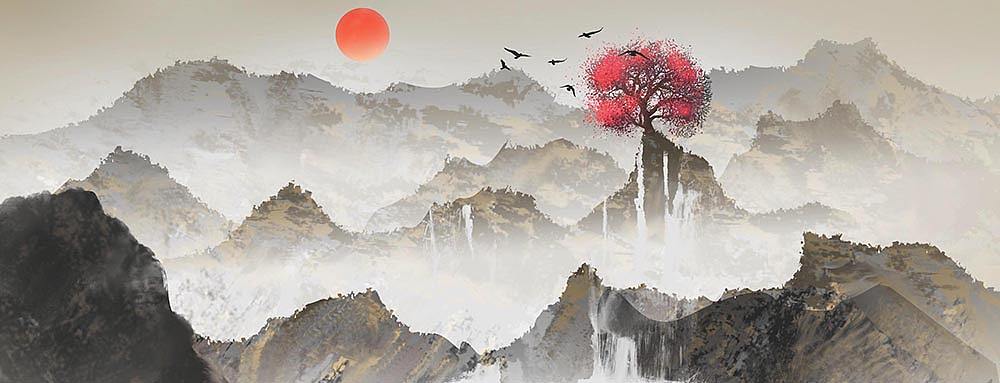 意境简约山水画（图ZMTk3NTAwMjY0） - 商业插画 - 站酷设计师心灵艺坊原创素材 - 站酷ZCOOL