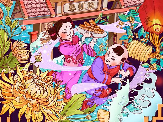 喜迎中秋插画