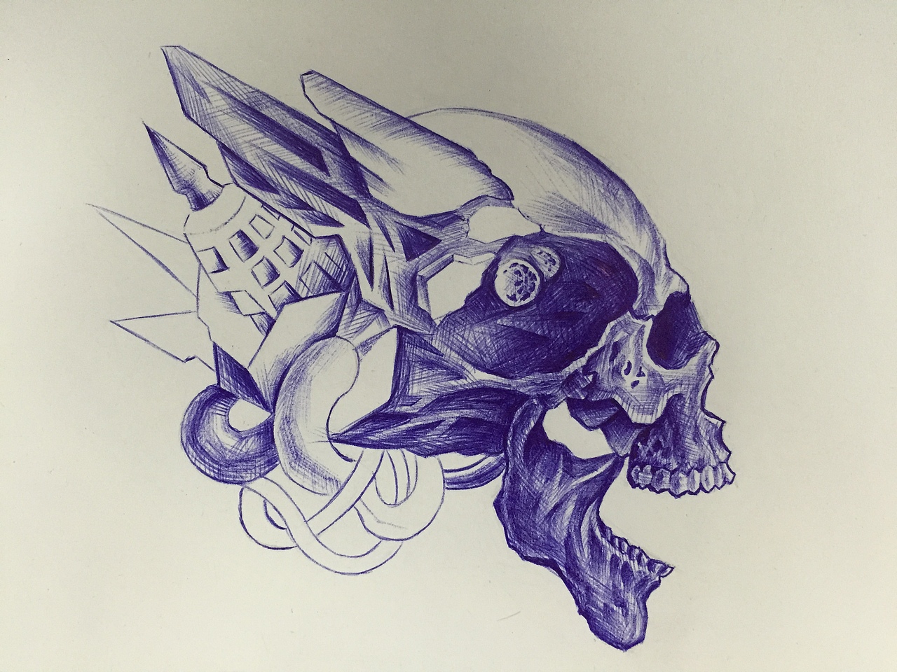 让时间停止一会 让思想飞一会 让纸张蓝一会(圆珠笔)|插画|新锐潮流