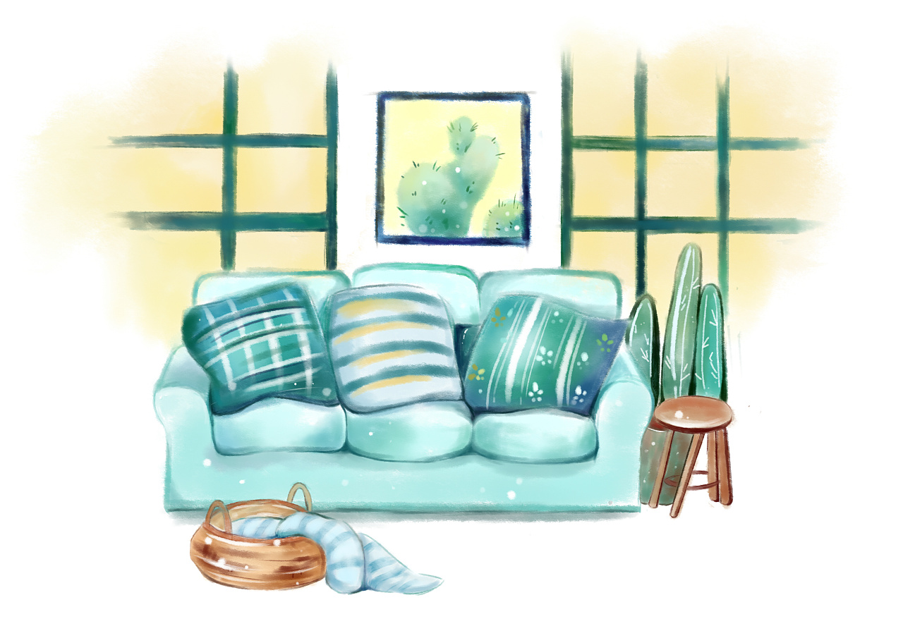 sai板绘水彩沙发