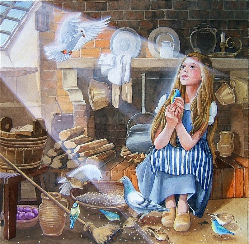 水彩手绘童话故事——灰姑娘