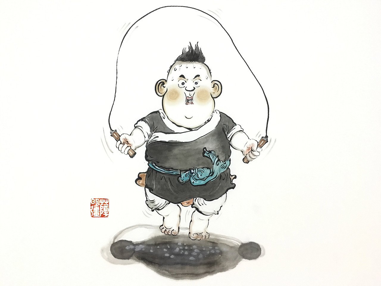 风趣幽默水墨漫画