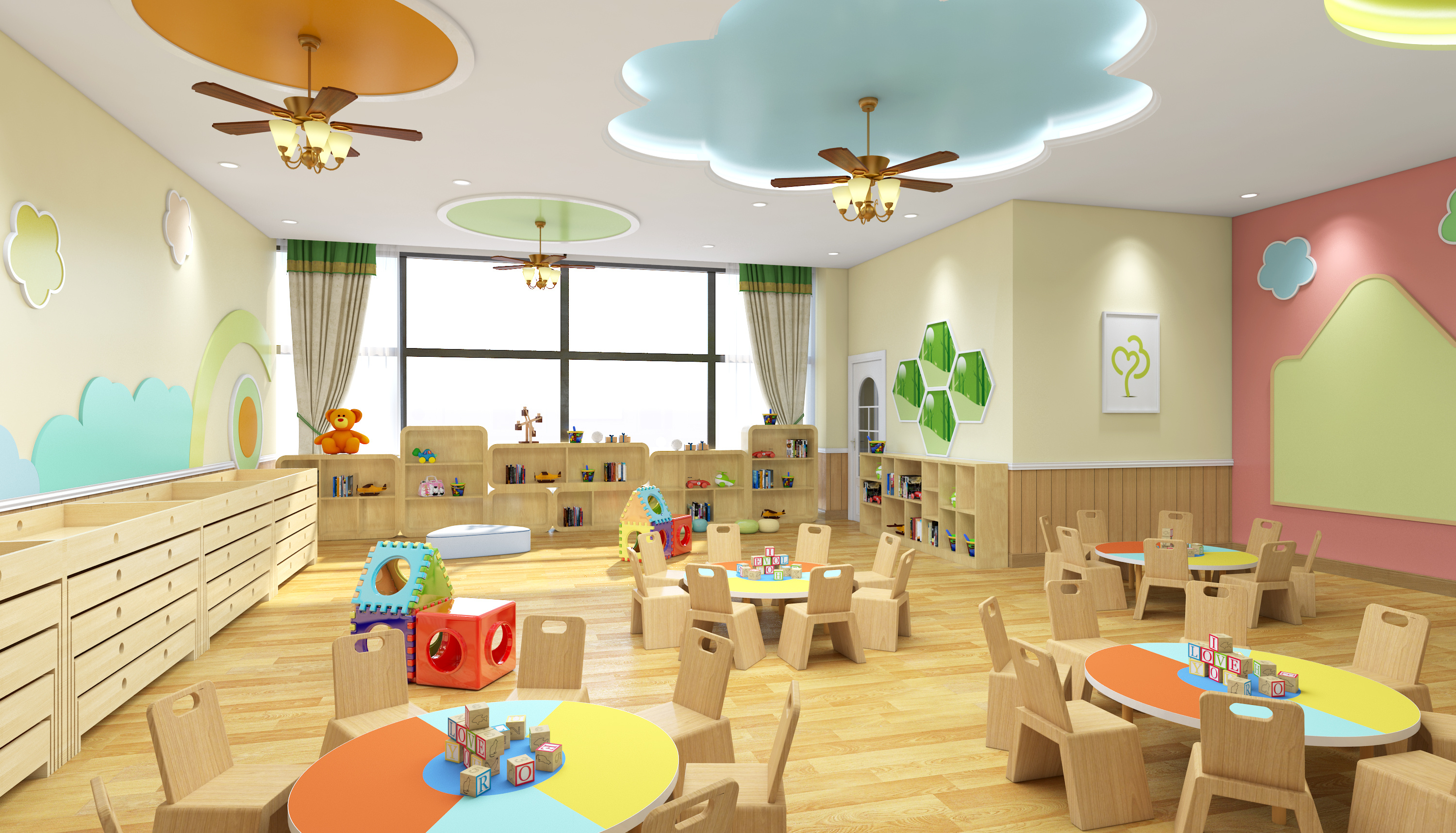幼儿园室内设计效果图作品欣赏|华德装饰设计_空间