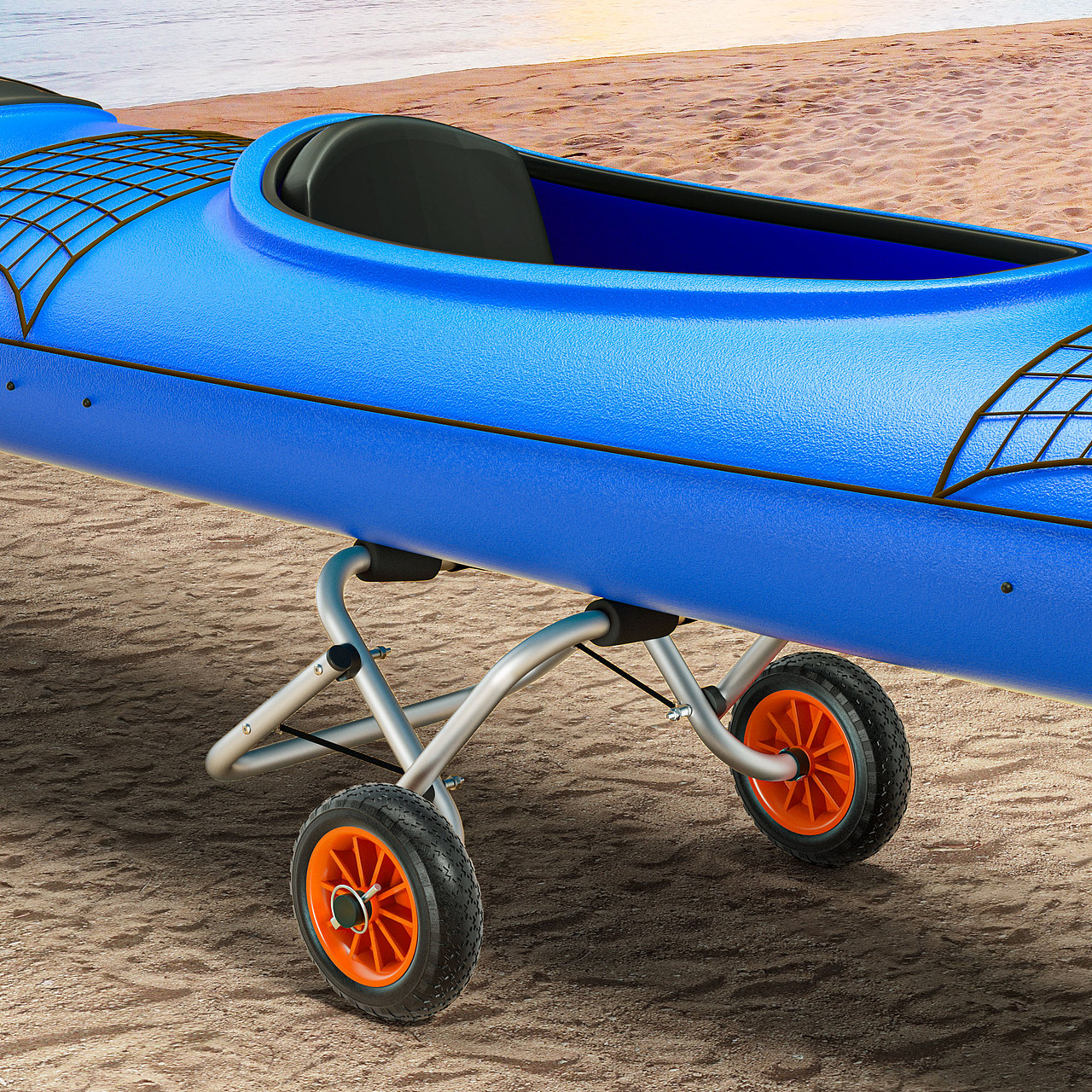 户外皮艇拖车产品建模渲染