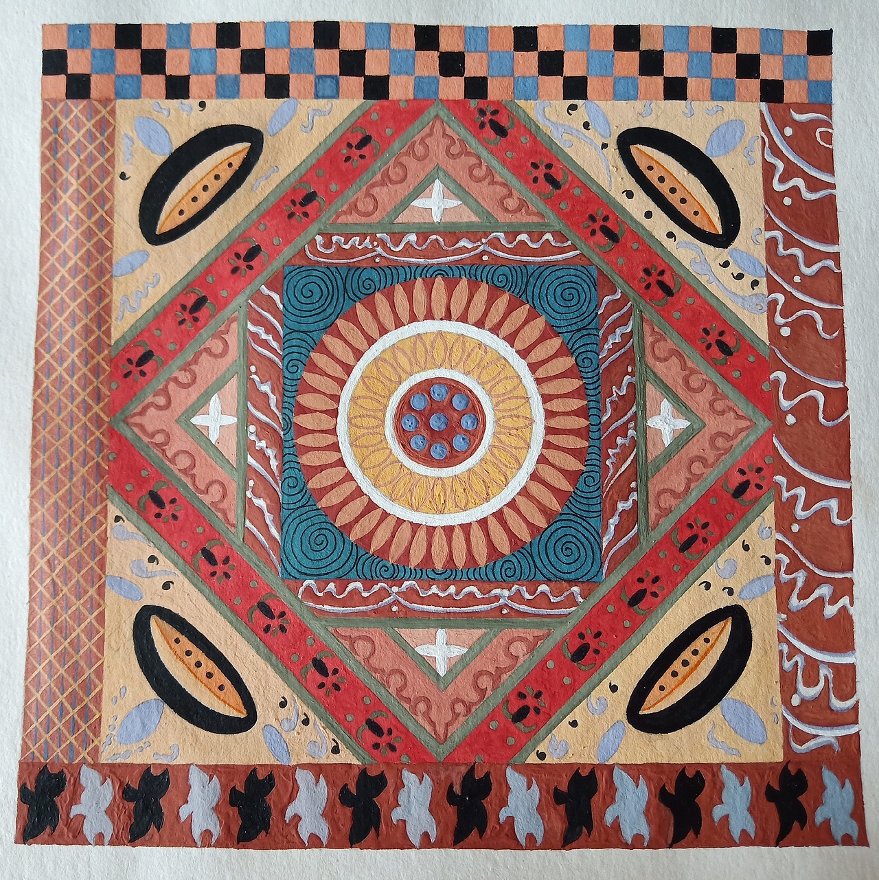 举报收藏分享临摹作品纯艺术绘画手绘水粉藻井手工编织挂件